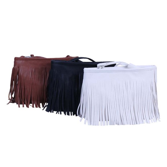 Women's Fringed Cross-Body Multifunctional Everyday Use Bag (Brown) - Picture 3 of 3